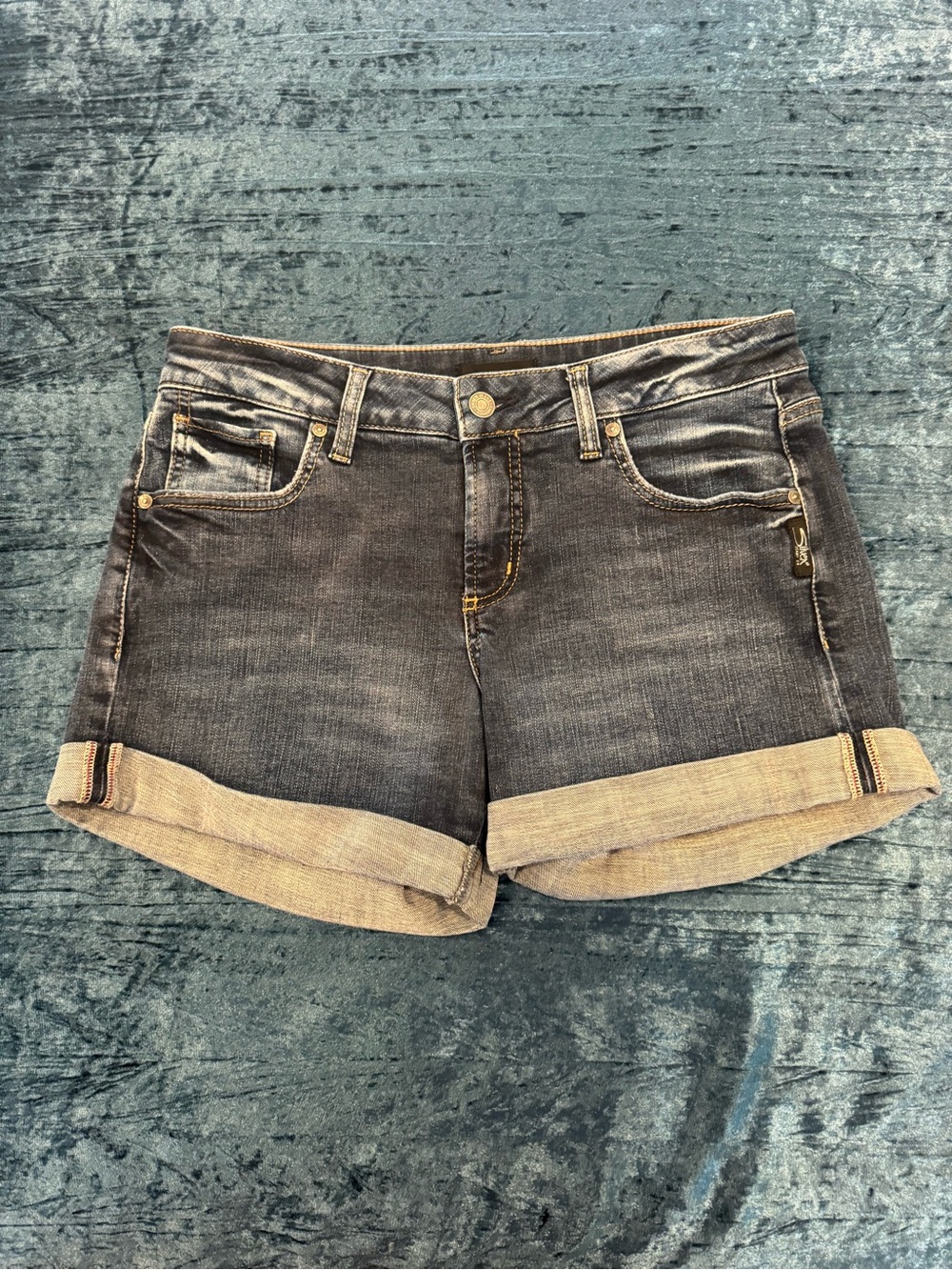 Silver Jeans Dark Blue Cuffed Denim Shorts